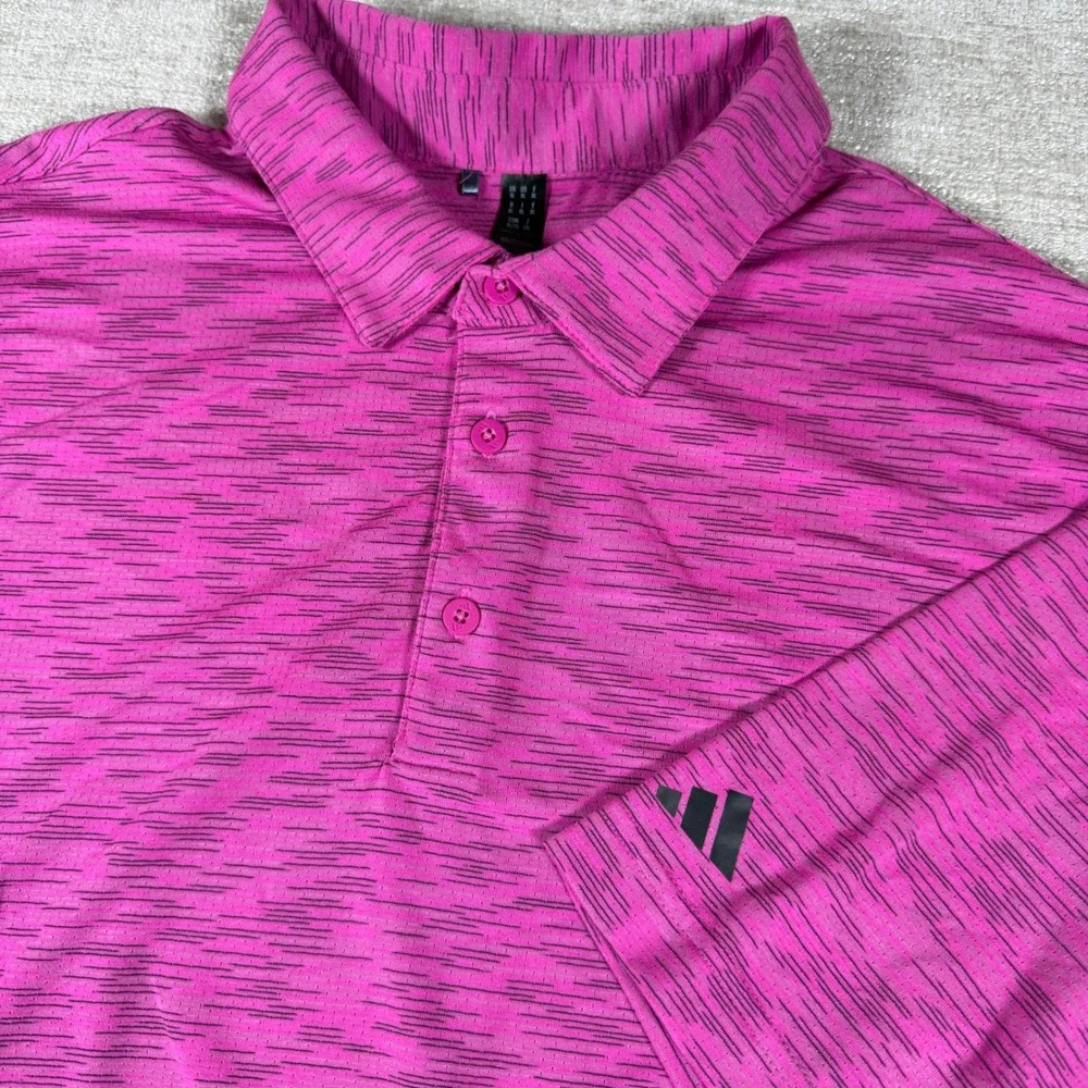 Adidas Polo Shirt Mens XL Pink Space Dye Performance Golf Short Sleeve